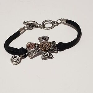 Womens Shotgun Shell Bracelet 22 Gauge Cross‎ Black Western Rustic Outlaw Rugged
